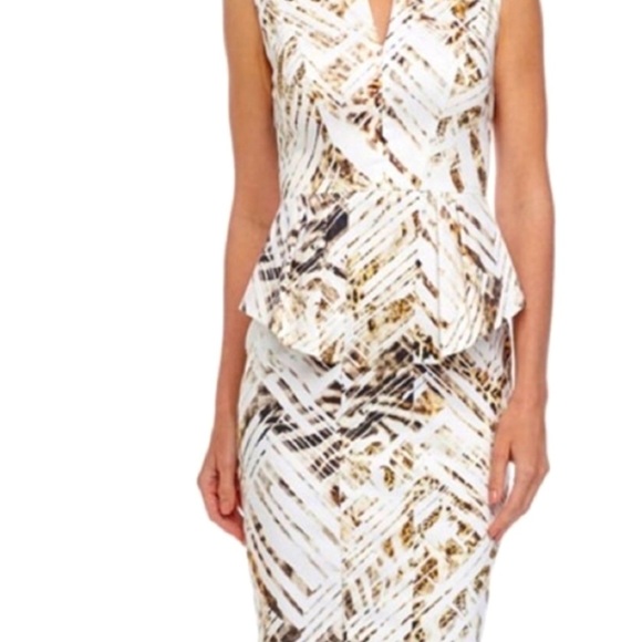 BLACK HALO ~ Abstract Leopard Print Peplum Dress ~ Size 2 - Picture 4 of 8